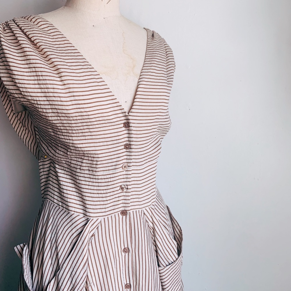 Vintage Calvin Klein striped dress w pockets - S-M